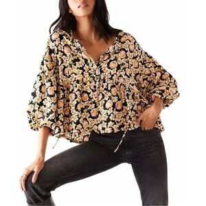 Free People Highlander Blouse in Dark Combo Size M